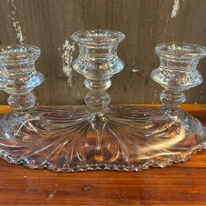 Elegant Clear Glass Triple Candle Holder
